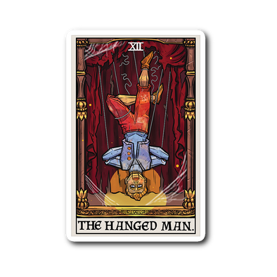 teelaunch Stickers Sticker The Hanged Man Tarot Card- Ghoulish Edition Sticker