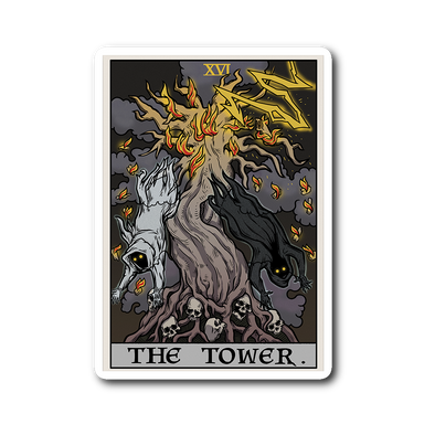 teelaunch Stickers Sticker The Tower Tarot Card - Ghoulish Edition Sticker