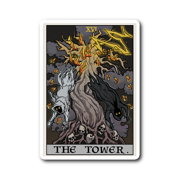 teelaunch Stickers Sticker The Tower Tarot Card - Ghoulish Edition Sticker