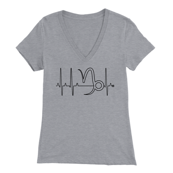 teelaunch T-shirt Bella Womens V-Neck / Athletic Heather / S Capricorn - Zodiac Arrest Fitted Womens V-Neck