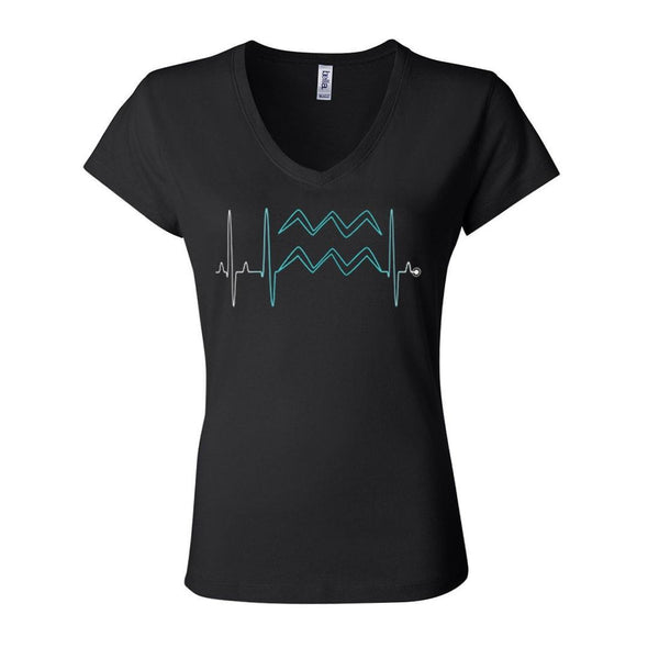 teelaunch T-shirt Bella Womens V-Neck / Black / S Aquarius - Zodiac Arrest Fitted Womens V-Neck