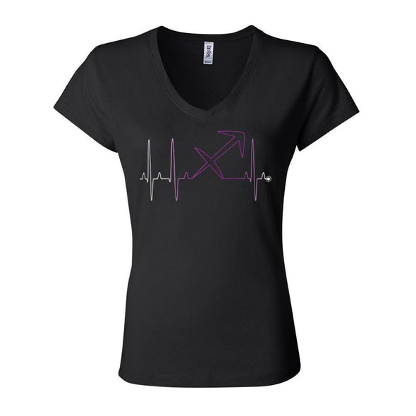 teelaunch T-shirt Bella Womens V-Neck / Black / S Sagittarius - Zodiac Arrest Fitted Womens V-Neck