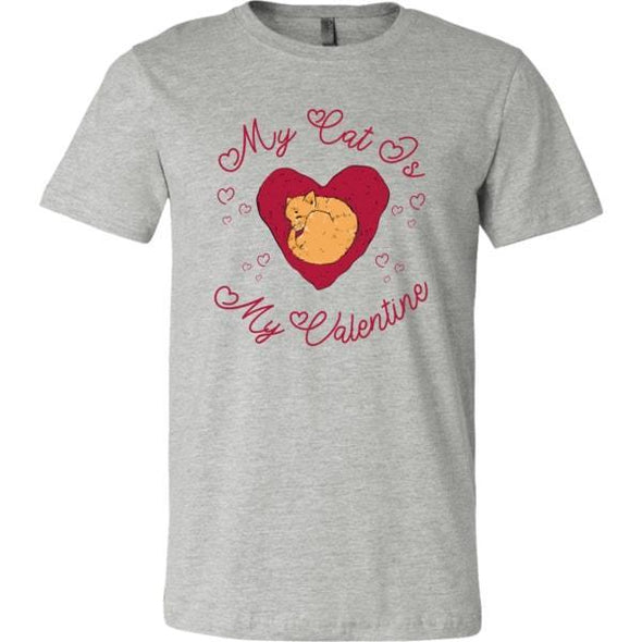 teelaunch T-shirt Canvas Mens Shirt / Athletic Heather / S My Cat Is My Valentine Unisex T-Shirt