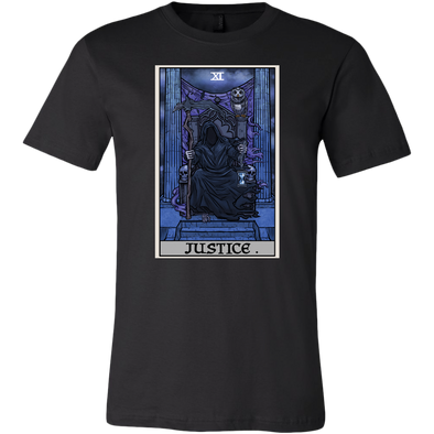 teelaunch T-shirt Canvas Mens Shirt / Black / S Justice Tarot Card - Ghoulish Edition Unisex T-Shirt