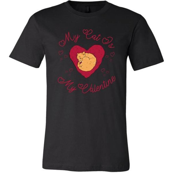 teelaunch T-shirt Canvas Mens Shirt / Black / S My Cat Is My Valentine Unisex T-Shirt