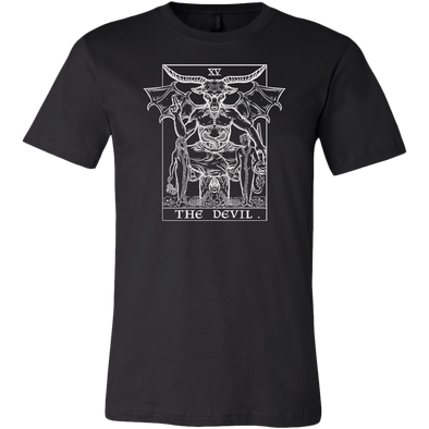 teelaunch T-shirt Canvas Mens Shirt / Black / S The Devil Monochrome Tarot Card Unisex T-Shirt