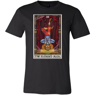 teelaunch T-shirt Canvas Mens Shirt / Black / S The Hanged Man Tarot Card- Ghoulish Edition Unisex T-Shirt