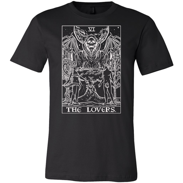 teelaunch T-shirt Canvas Mens Shirt / Black / S The Lovers Monochrome Tarot Card - Ghoulish Edition Unisex T-Shirt