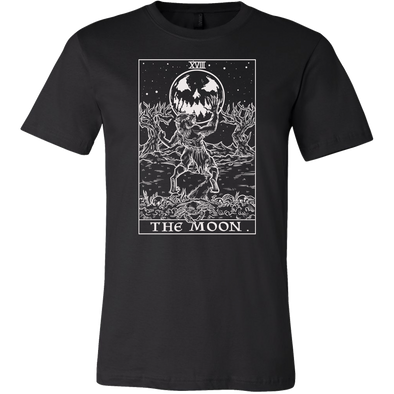 teelaunch T-shirt Canvas Mens Shirt / Black / S The Moon Monotone Tarot Card - Ghoulish Edition Unisex T-Shirt
