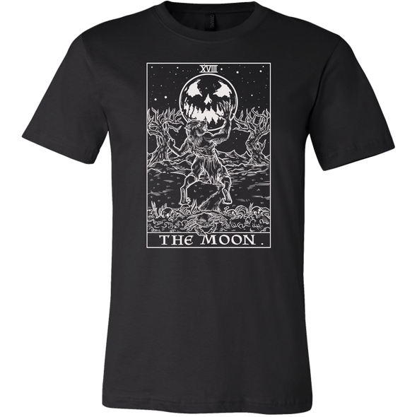teelaunch T-shirt Canvas Mens Shirt / Black / S The Moon Monotone Tarot Card - Ghoulish Edition Unisex T-Shirt