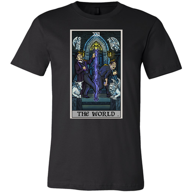 teelaunch T-shirt Canvas Mens Shirt / Black / S The World Tarot Card - Ghoulish Edition Unisex T-Shirt