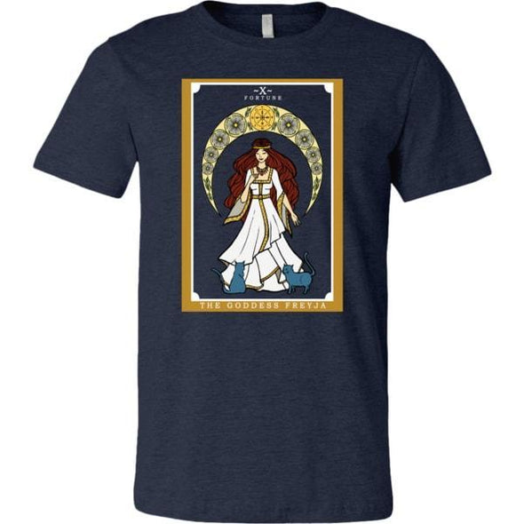 teelaunch T-shirt Canvas Mens Shirt / Heather Navy / S The Goddess Freyja In Tarot Unisex T-Shirt