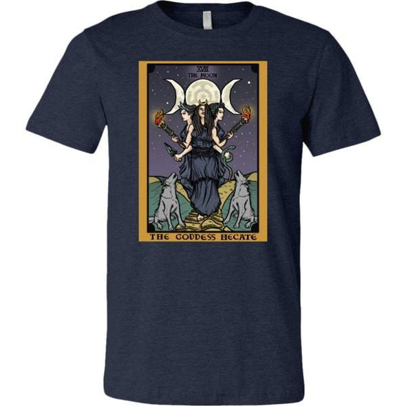 teelaunch T-shirt Canvas Mens Shirt / Heather Navy / S The Goddess Hecate In Tarot Unisex T-Shirt