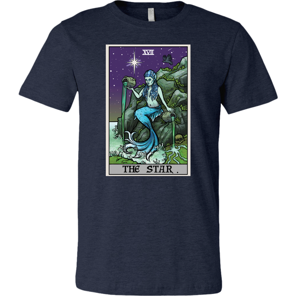teelaunch T-shirt Canvas Mens Shirt / Heather Navy / S The Star Tarot Card - Ghoulish Edition Unisex T-Shirt