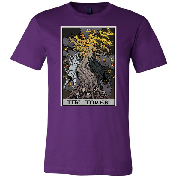teelaunch T-shirt Canvas Mens Shirt / Team Purple / S The Tower Tarot Card - Ghoulish Edition Unisex T-Shirt
