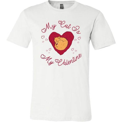 teelaunch T-shirt Canvas Mens Shirt / White / S My Cat Is My Valentine Unisex T-Shirt