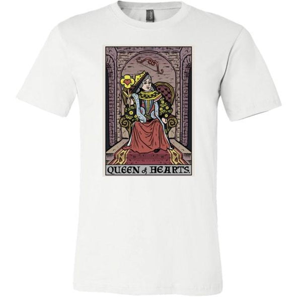 teelaunch T-shirt Canvas Mens Shirt / White / S Queen of Hearts Tarot Card Unisex T-Shirt