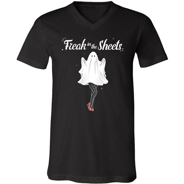teelaunch T-shirt Canvas Mens V-Neck / Black / S Freak in the Sheets Relaxed-Fit Unisex V-Neck