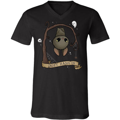 teelaunch T-shirt Canvas Mens V-Neck / Black / S Just Hangin' Unisex V-Neck