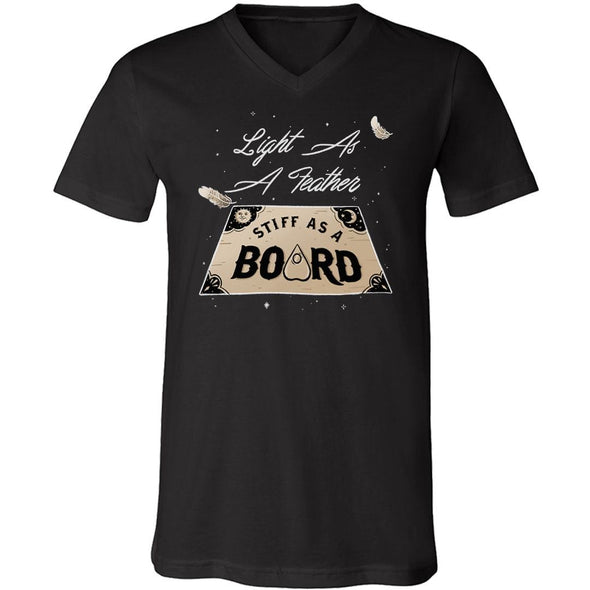 teelaunch T-shirt Canvas Mens V-Neck / Black / S Light As A Feather Stiff As A Board Unisex V-Neck