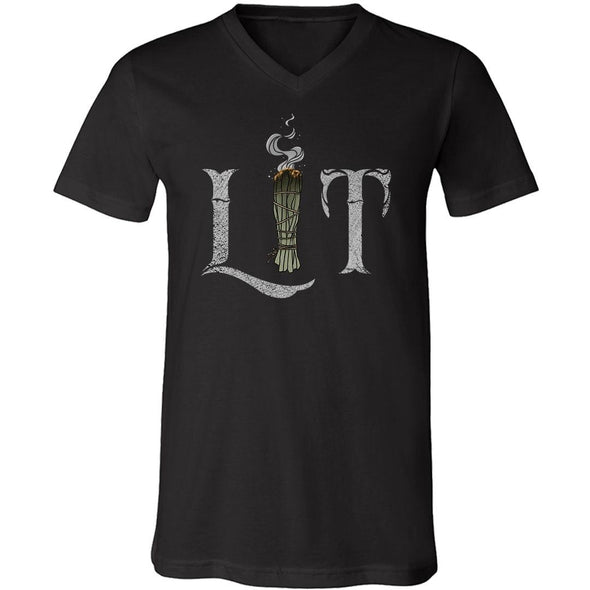 teelaunch T-shirt Canvas Mens V-Neck / Black / S Lit Unisex V-Neck