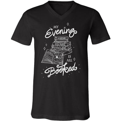 teelaunch T-shirt Canvas Mens V-Neck / Black / S My Evening Is All Booked Unisex V-Neck