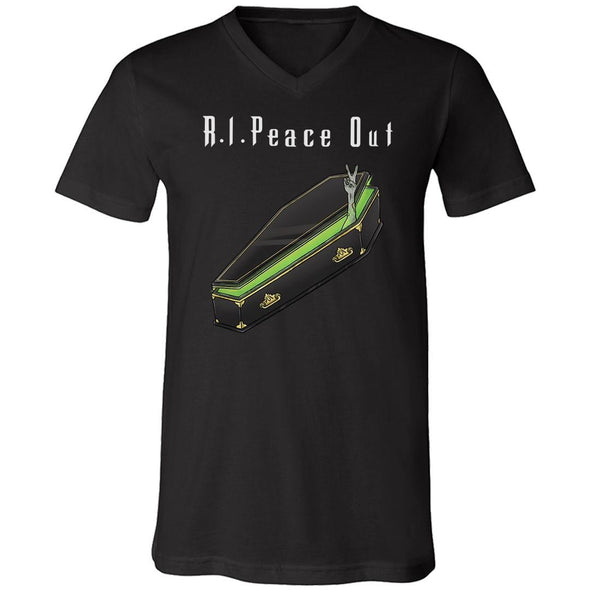 teelaunch T-shirt Canvas Mens V-Neck / Black / S R.I.Peace Out Unisex V-Neck