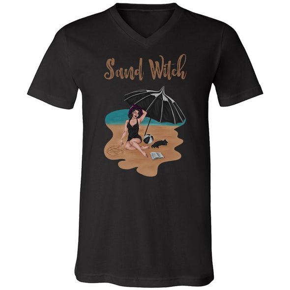 teelaunch T-shirt Canvas Mens V-Neck / Black / S Sand Witch Unisex V-Neck