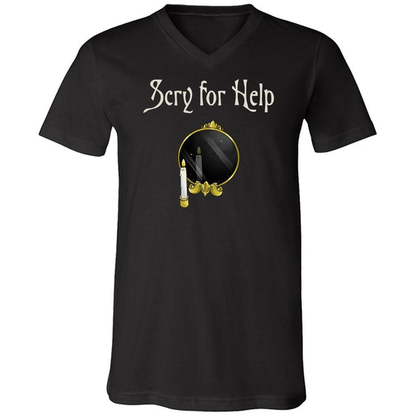 teelaunch T-shirt Canvas Mens V-Neck / Black / S Scry for Help Unisex V-Neck