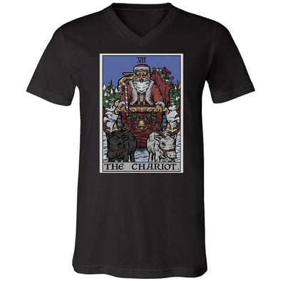 teelaunch T-shirt Canvas Mens V-Neck / Black / S The Chariot Tarot Card - Christmas Edition Unisex V-Neck