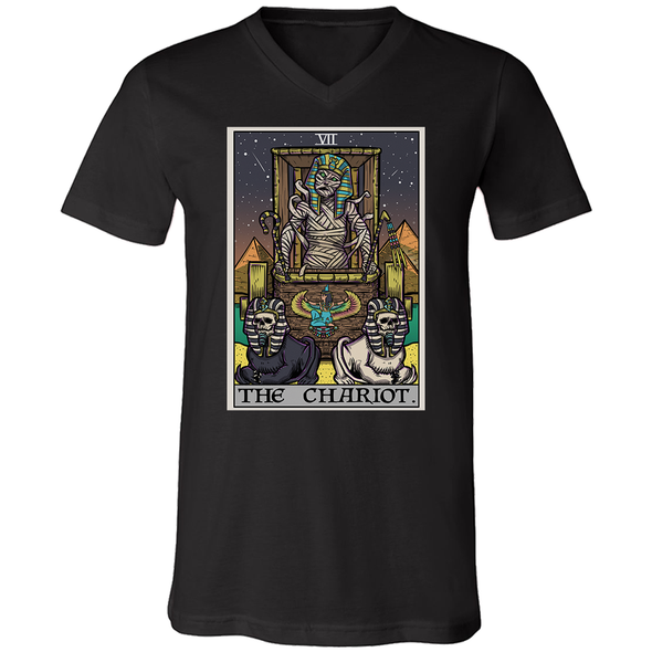 teelaunch T-shirt Canvas Mens V-Neck / Black / S The Chariot Tarot Card - Ghoulish Edition Unisex V-Neck