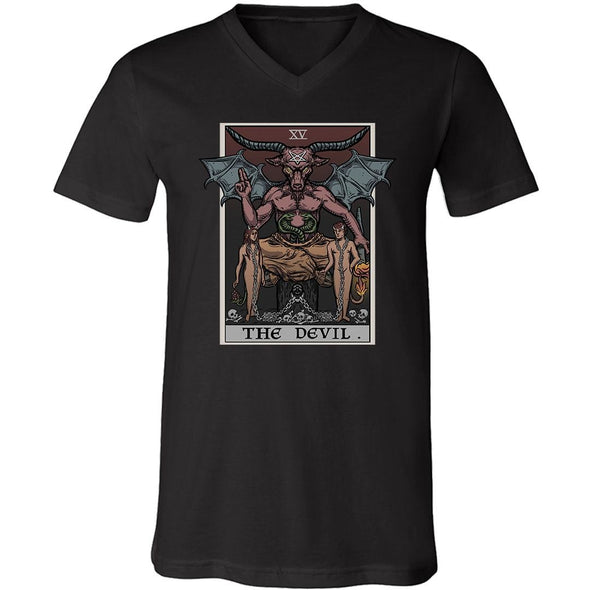 teelaunch T-shirt Canvas Mens V-Neck / Black / S The Devil Tarot Card Unisex V-Neck