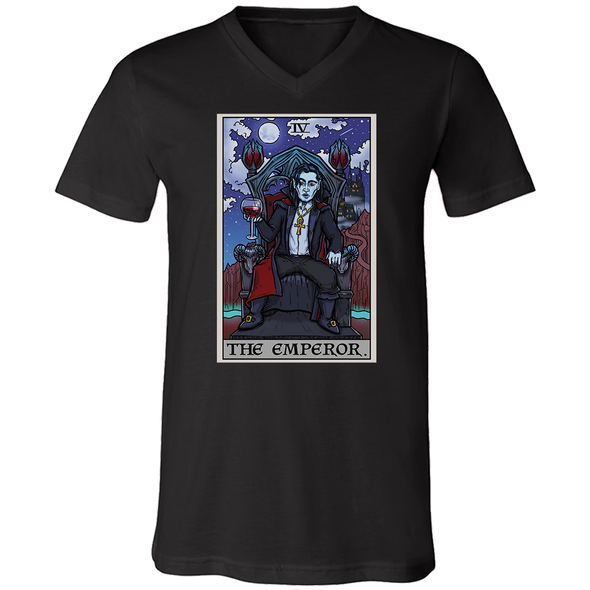 teelaunch T-shirt Canvas Mens V-Neck / Black / S The Emperor Tarot Card - Ghoulish Edition Unisex V-Neck