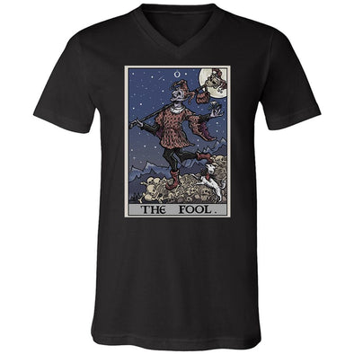 teelaunch T-shirt Canvas Mens V-Neck / Black / S The Fool Tarot Card Unisex V-Neck