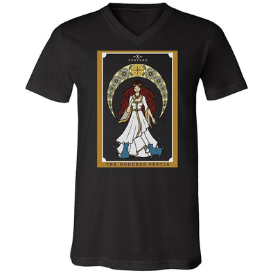 teelaunch T-shirt Canvas Mens V-Neck / Black / S The Goddess Freyja In Tarot Unisex V-Neck