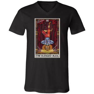 teelaunch T-shirt Canvas Mens V-Neck / Black / S The Hanged Man Tarot Card- Ghoulish Edition Unisex V-Neck