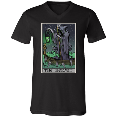 teelaunch T-shirt Canvas Mens V-Neck / Black / S The Hermit Tarot Card - Ghoulish Edition Unisex V-neck