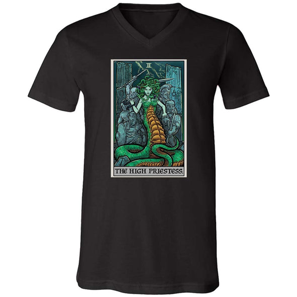 teelaunch T-shirt Canvas Mens V-Neck / Black / S The High Priestess Tarot Card - Ghoulish Edition Unisex V-Neck
