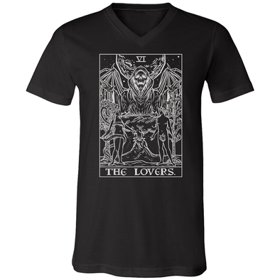 teelaunch T-shirt Canvas Mens V-Neck / Black / S The Lovers Monochrome Tarot Card - Ghoulish Edition Unisex V-Neck