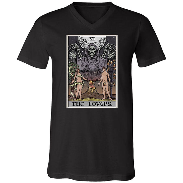 teelaunch T-shirt Canvas Mens V-Neck / Black / S The Lovers Tarot Card - Ghoulish Edition Unisex V-Neck
