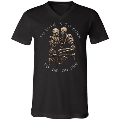 teelaunch T-shirt Canvas Mens V-Neck / Black / S To Love Is To Burn Unisex V-Neck