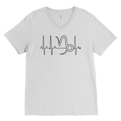 teelaunch T-shirt Canvas Mens V-Neck / White / S Capricorn - Zodiac Arrest Unisex T-Shirt