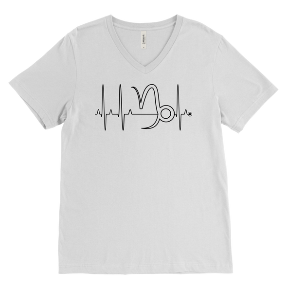 teelaunch T-shirt Canvas Mens V-Neck / White / S Capricorn - Zodiac Arrest Unisex T-Shirt