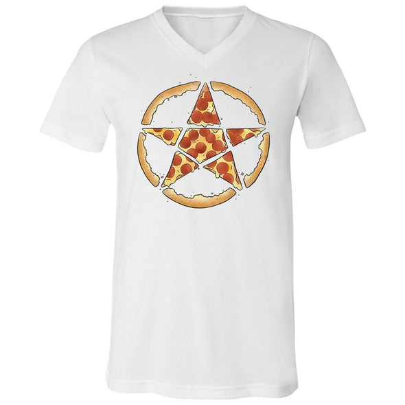 teelaunch T-shirt Canvas Mens V-Neck / White / S Pizzagram Unisex V-Neck