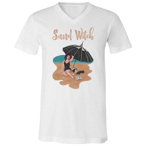 teelaunch T-shirt Canvas Mens V-Neck / White / S Sand Witch Unisex V-Neck