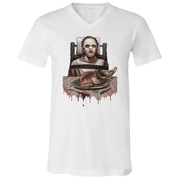 teelaunch T-shirt Canvas Mens V-Neck / White / S Thanksgrieving Unisex V-Neck