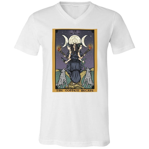 teelaunch T-shirt Canvas Mens V-Neck / White / S The Goddess Hecate In Tarot Unisex V-Neck