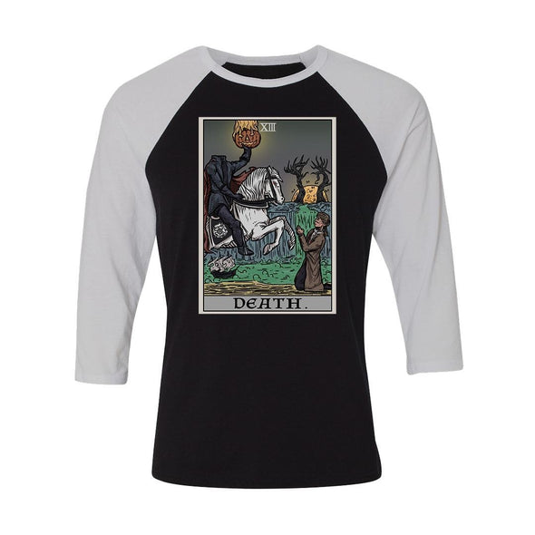 teelaunch T-shirt Canvas Unisex 3/4 Raglan / Black/White / S Death Tarot Card Unisex Raglan