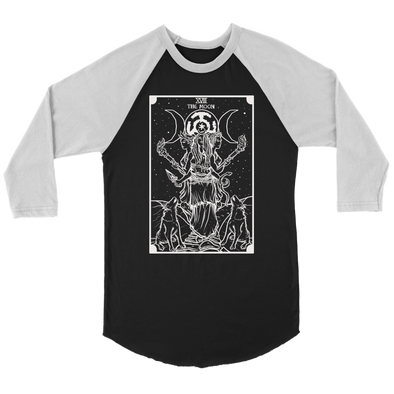 teelaunch T-shirt Canvas Unisex 3/4 Raglan / Black/White / S (Etsy) Monochrome Hecate Tarot Raglan
