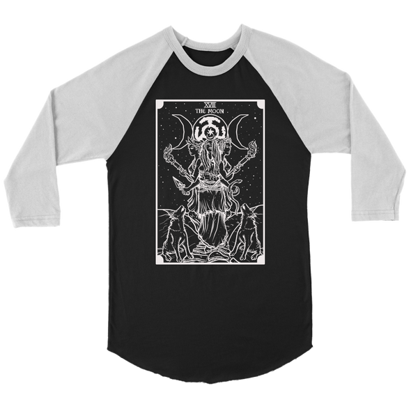 teelaunch T-shirt Canvas Unisex 3/4 Raglan / Black/White / S (Etsy) Monochrome Hecate Tarot Raglan